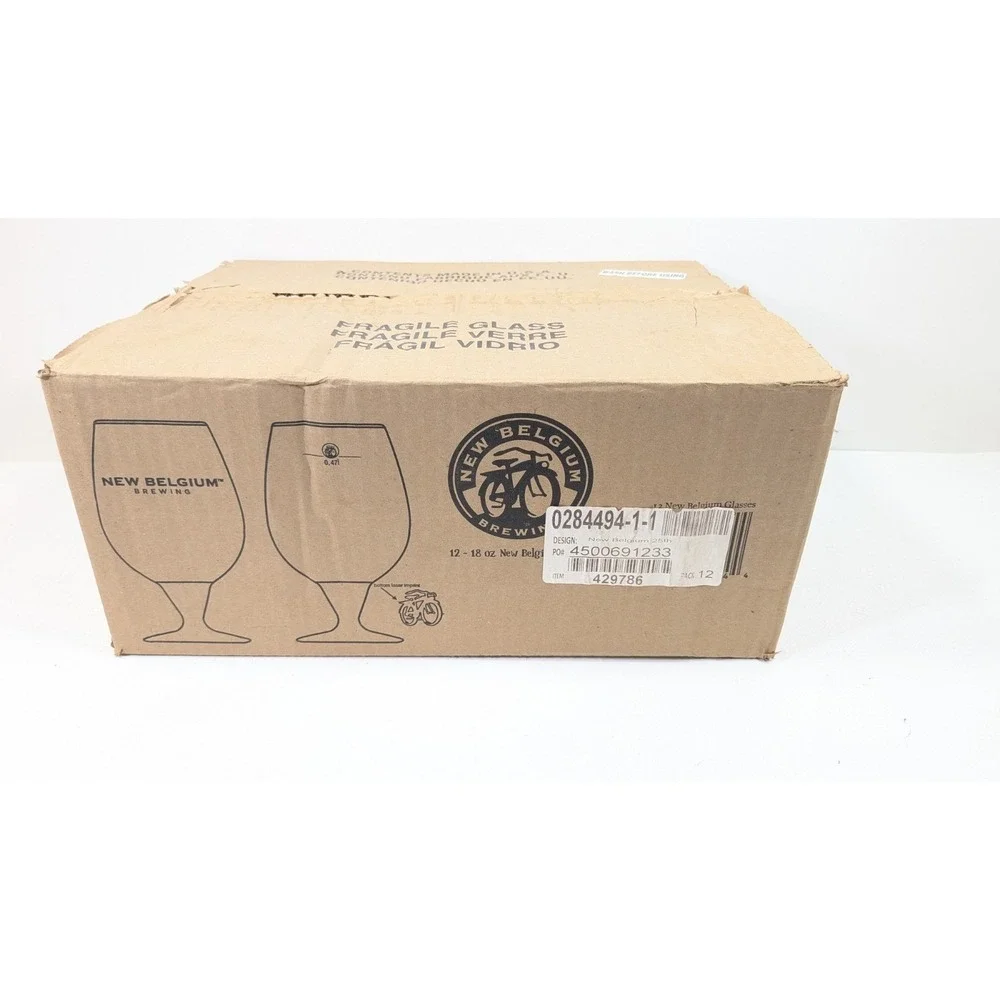 New Belgium Brewing 25th Tulip Shaped Beer Glass 12 set NEW in box